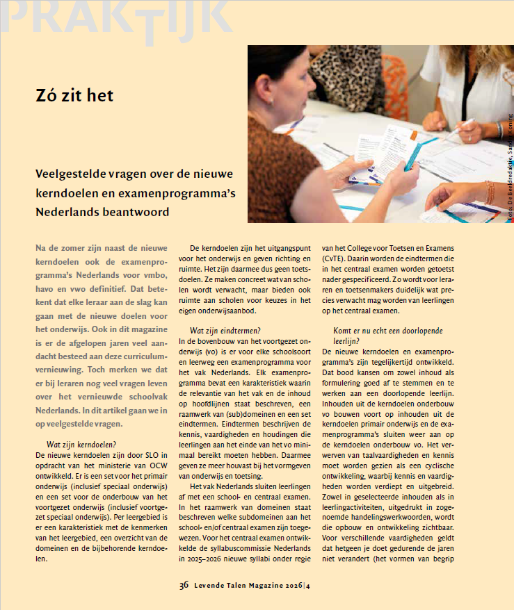 LTM 2026-04 veelgestelde vragen kerndoelen en examenprogramma's